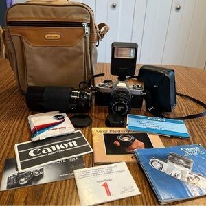Vintage Canon AV-1 SLR Film Camera Kit